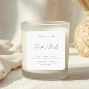 Minimalist modern white brown candle product label
