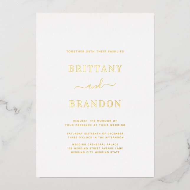 Minimalist Modern White Gold Wedding (Front)