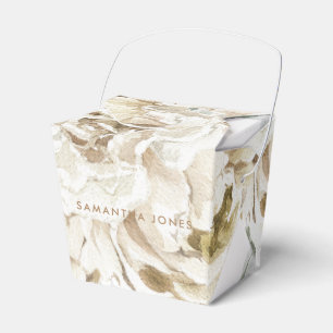 Minimalist Modern White Peonie Floral Watercolor Favor Box