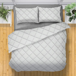 Minimalist Modern White Quilted Geometric Pattern Pillowcase