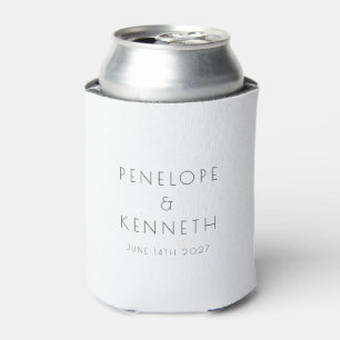 Minimalist Modern White Simple Wedding Custom Can Cooler