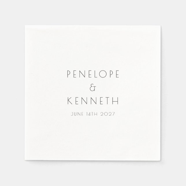 Minimalist Modern White Simple Wedding Custom Napkin (Front)