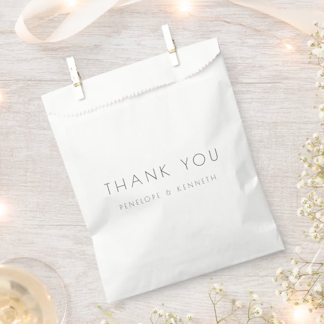 Minimalist Modern White Simple Wedding Thank You Favour Bag (Clipped)
