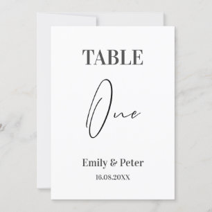 Minimalist Modern White WEDDING One Table Number
