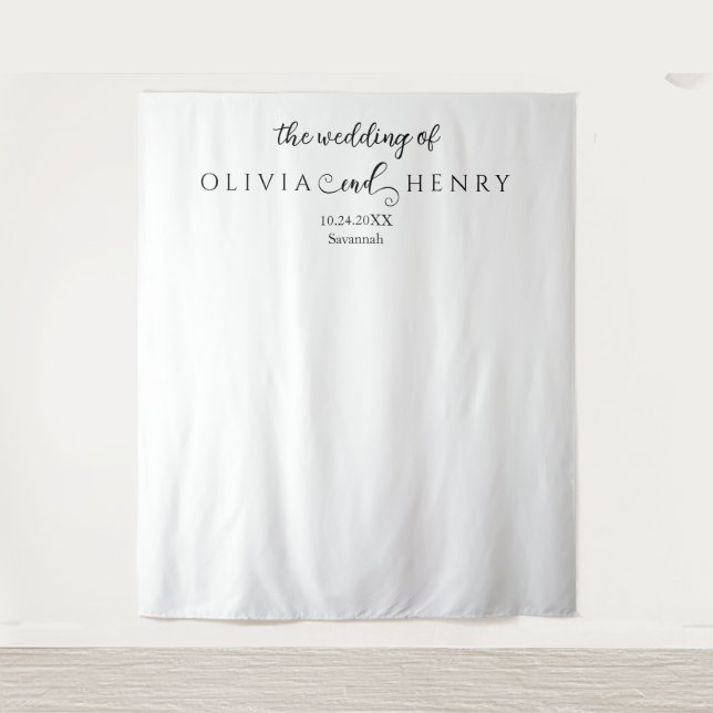 Minimalist Modern   White Wedding Photo Backdrop Tapestry (Front)