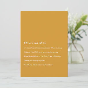 Minimalist Modern Yellow Typography Boho Wedding Invitation