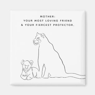 Minimalist Mom and Baby Lion Line Art Mothers Day  Magnet