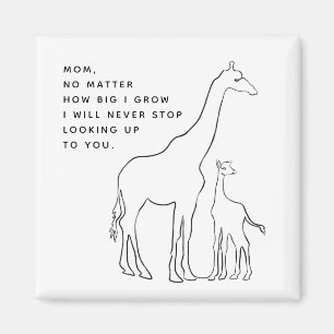 Minimalist Mom Baby Giraffe Line Art Mother's Day  Magnet