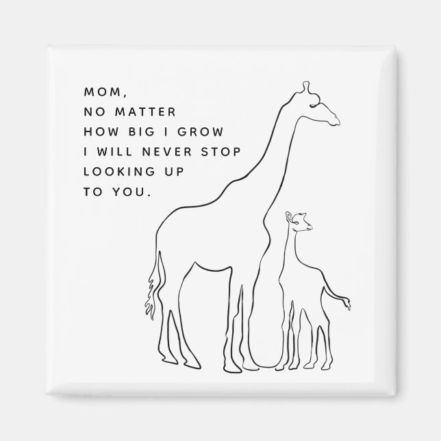 Minimalist Mom Baby Giraffe Line Art Mother's Day  Magnet (Front)