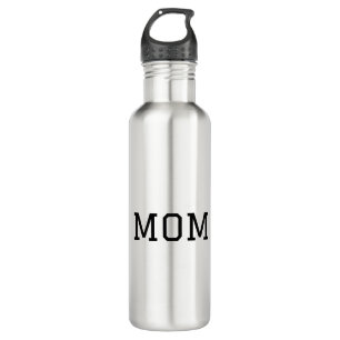 Minimalist "MOM" Black Typography Plain White 710 Ml Water Bottle