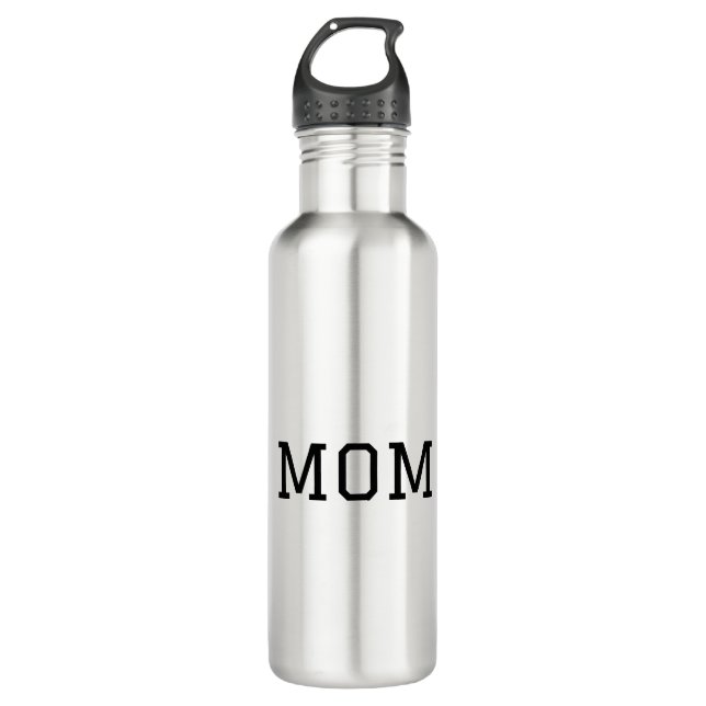 Minimalist "MOM" Black Typography Plain White 710 Ml Water Bottle (Front)