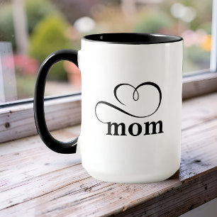 Minimalist Mom Heart Calligraphy Custom Mug