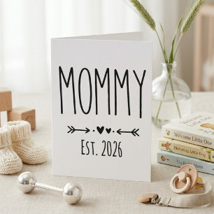 Minimalist Mommy Est Year Modern Lettering Design Card