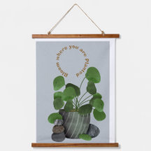 Minimalist Money Plant -Wood Topped Wall Tapestry