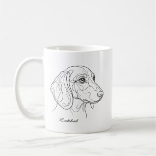 Minimalist Monochrome Dachshund Line Art Coffee Mug
