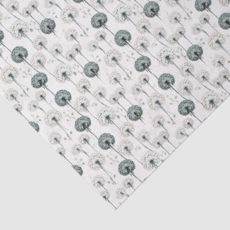 Minimalist Monochrome Dandelion Tissue Paper