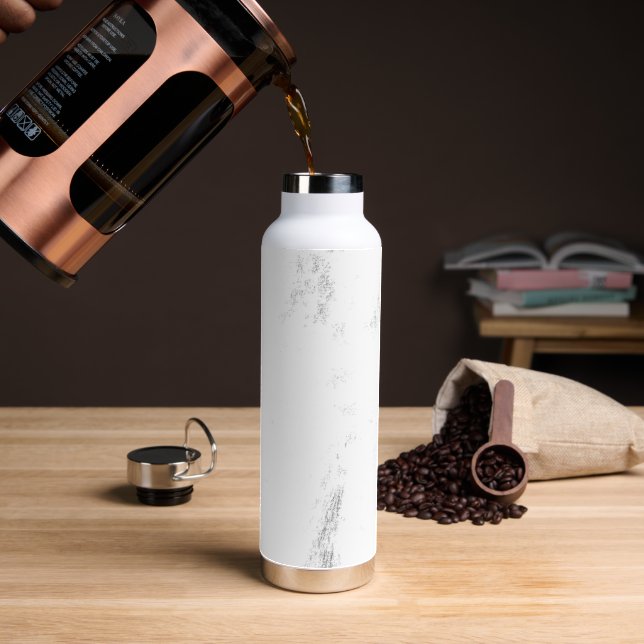 Minimalist Monochrome Grunge Texture Water Bottle (Coffee (Rotated))