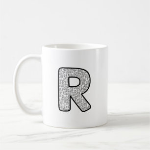 Minimalist Monochrome Letter R Art Mug