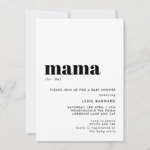 Minimalist Monochrome Mama To Be Baby Shower Invitation
