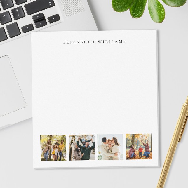 Minimalist Monogram 4 Photo Collage Notepad (Creator Uploaded)