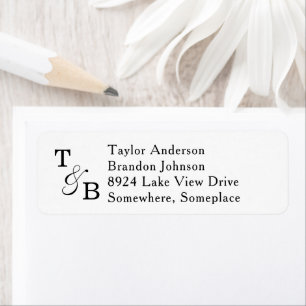 Minimalist Monogram Ampersand White Wed Address