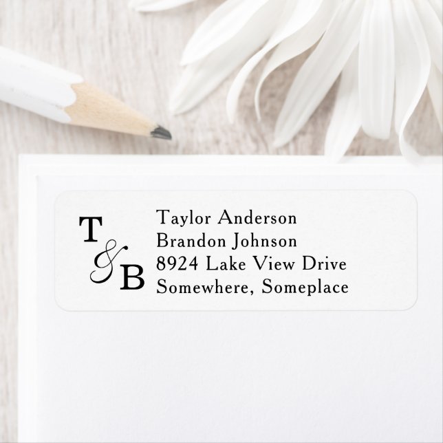 Minimalist Monogram Ampersand White Wed Address (Insitu)