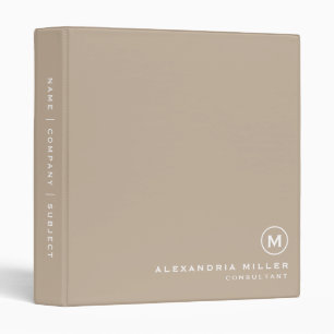 Minimalist Monogram Beige Binder