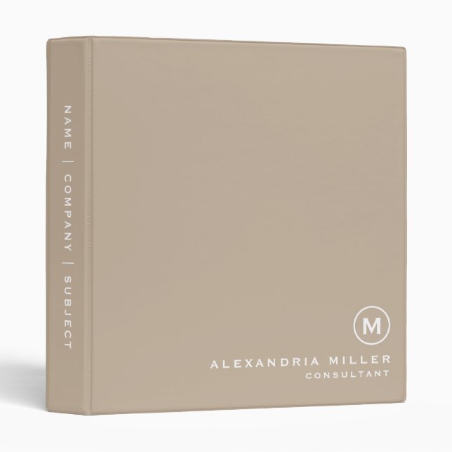 Minimalist Monogram Beige Binder (Front/Spine)