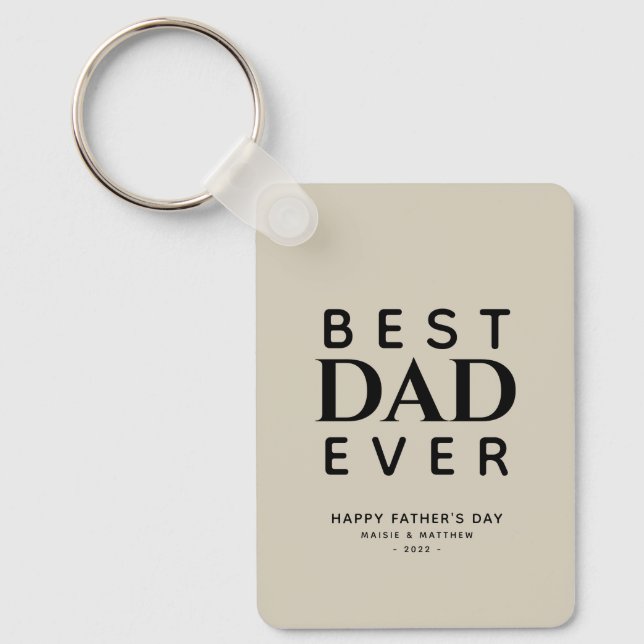 Minimalist Monogram Best Dad Ever  Keychain (Front)