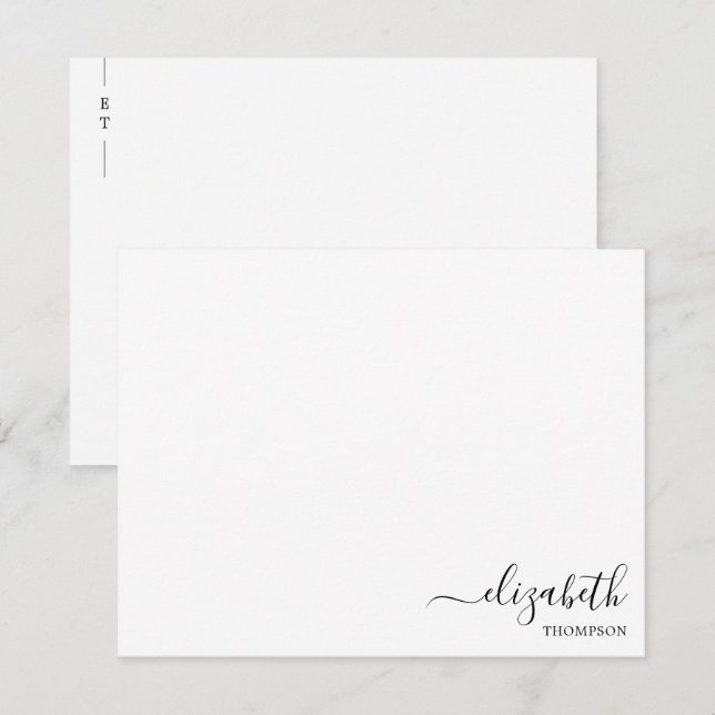 Minimalist Monogram Black and White Simple  Card (Front/Back)
