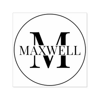 Minimalist Monogram Black Grey Custom Self-inking Stamp