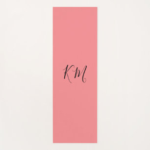 Minimalist monogram black initials pink yoga mat