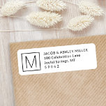 Minimalist Monogram Black & White Return Address<br><div class="desc">Add chic sophisticated style to correspondence with elegant custom monogrammed black and white return address labels. All text on this template is simple to personalize for any occasion. The modern minimalist design features your initial, name and address printed with simple classic typography. These self-adhesive labels add a stylish finishing touch...</div>