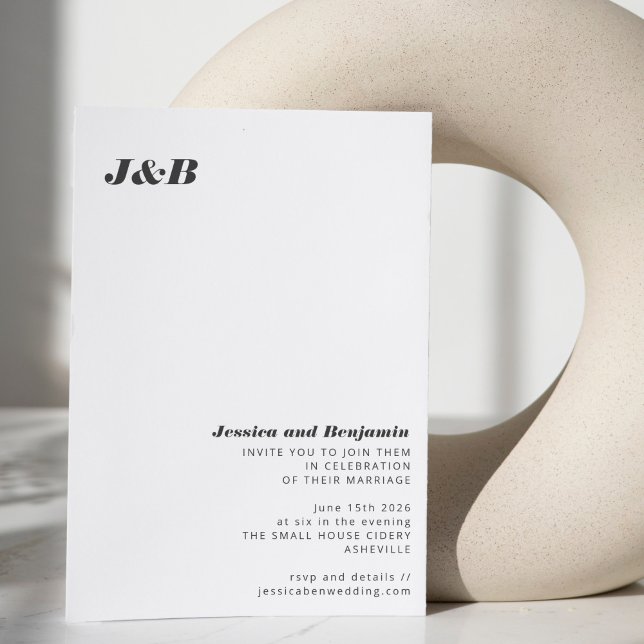 Minimalist Monogram Black White Stylish Wedding Invitation (Creator Uploaded)