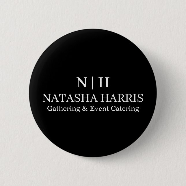 Minimalist Monogram Branding with Custom Business  2 Inch Round Button (Front)