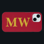 Minimalist Monogram Burgundy Gold Initial Modern iPhone 15 Case<br><div class="desc">personalized iphone case custom gift, personalized name case Christmas gift, custom name birthday present girl, custom phone case with name, bridesmaid gift present for daughter, wife Christmas present burgundy red maroon and gold, present for friend iphone case, customized phone case girlfriend fiancee, friend gift maid of honour, personalized matron of...</div>