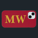 Minimalist Monogram Burgundy Gold Initial Modern iPhone 15 Case<br><div class="desc">personalized iphone case custom gift, personalized name case Christmas gift, custom name birthday present girl, custom phone case with name, bridesmaid gift present for daughter, wife Christmas present burgundy red maroon and gold, present for friend iphone case, customized phone case girlfriend fiancee, friend gift maid of honour, personalized matron of...</div>