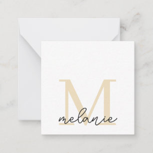Minimalist Monogram Chic Light Gold Flat Note Card