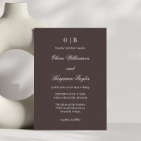 Minimalist Monogram Classic Coffee Brown Wedding