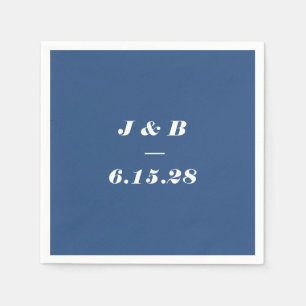 Minimalist Monogram Cobalt Blue Wedding Custom Napkin