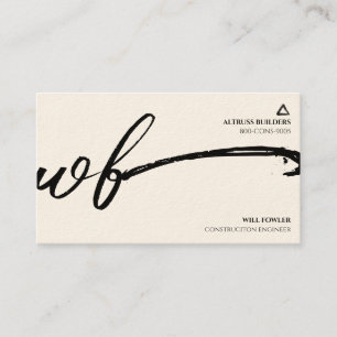 Minimalist Monogram Construction Engineer Business Card