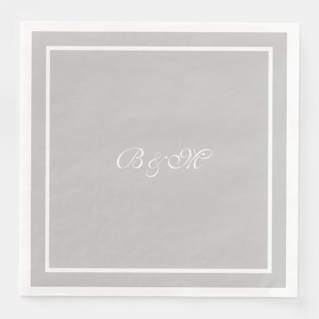minimalist monogram . couple initials on grey napkin (Front)