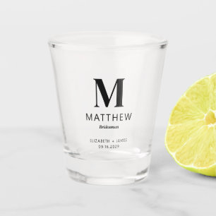 Minimalist Monogram Custom Bridesman Gift Simple Shot Glass