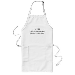Minimalist Monogram & Custom Logo Pocket Design Long Apron
