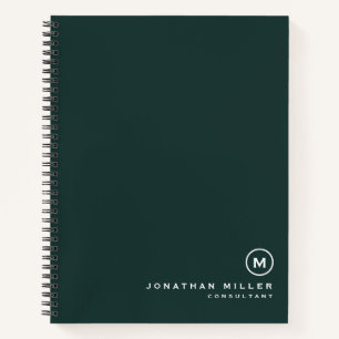 Minimalist Monogram Dark Green Notebook