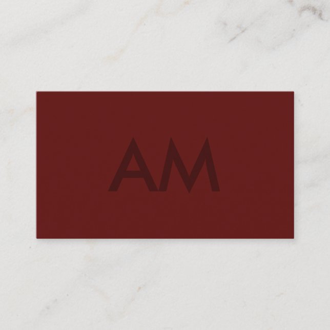 Minimalist Monogram Deep Red Business Card (Front)