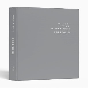 Minimalist Monogram Discreet Grey Portfolio Binder