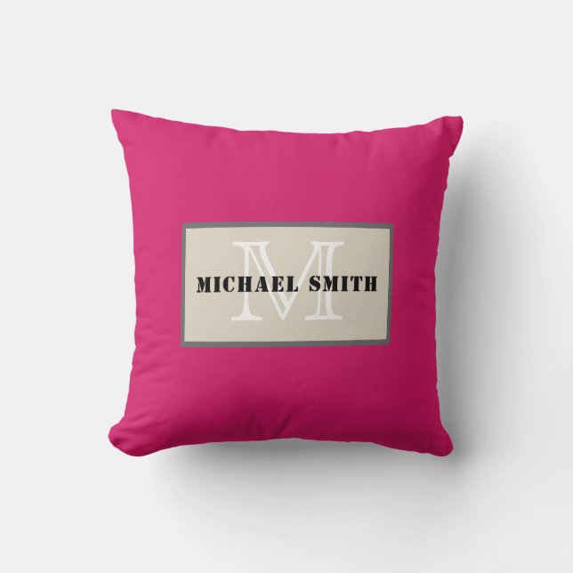 Minimalist Monogram Dogwood Rose Background Throw Pillow (Front)