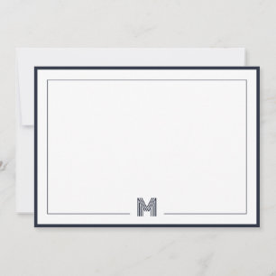 Minimalist Monogram Double Border Stationery Card