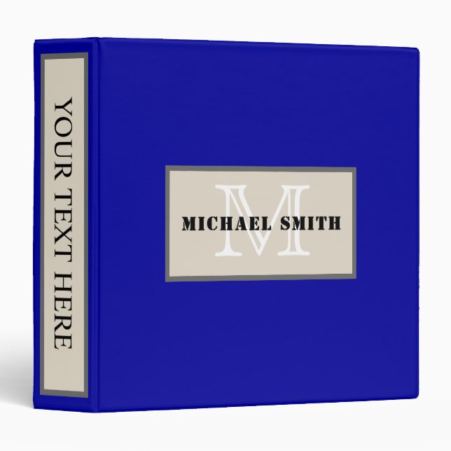 Minimalist Monogram Duke Blue Background Binder (Front/Spine)